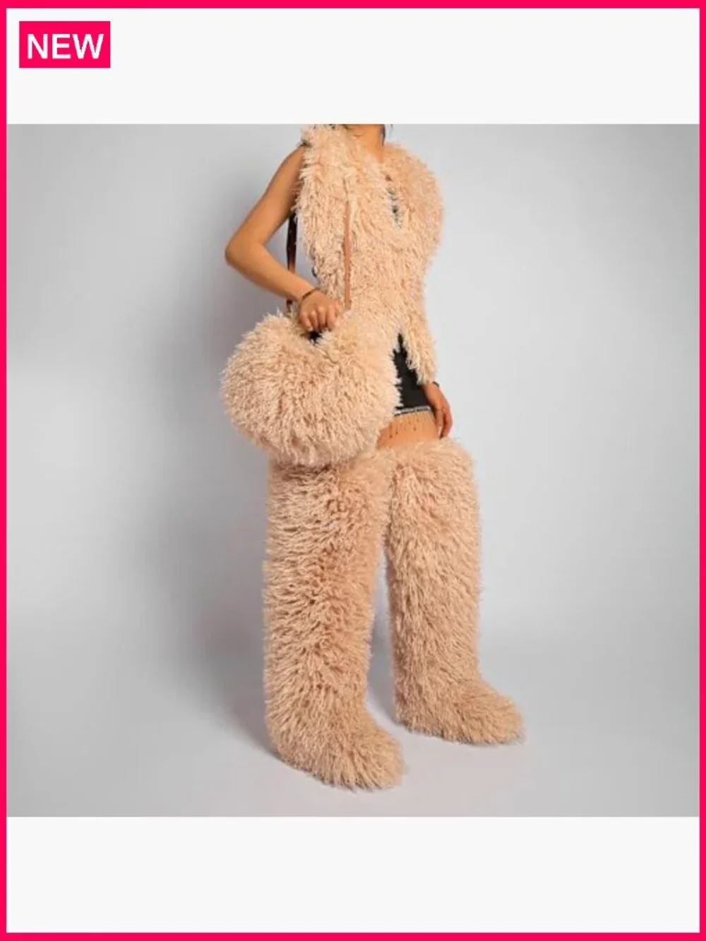 Faux Fur Crossbody Hobo Bag Fluffy Shaggy Shoulder Purse Women